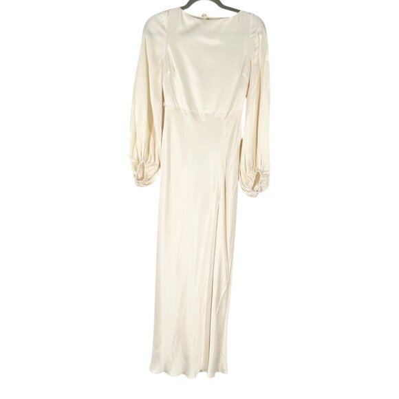 NWT Shona Joy La Lune Balloon Sleeve Open Back Midi Dress in Cream - Picture 3 of 11